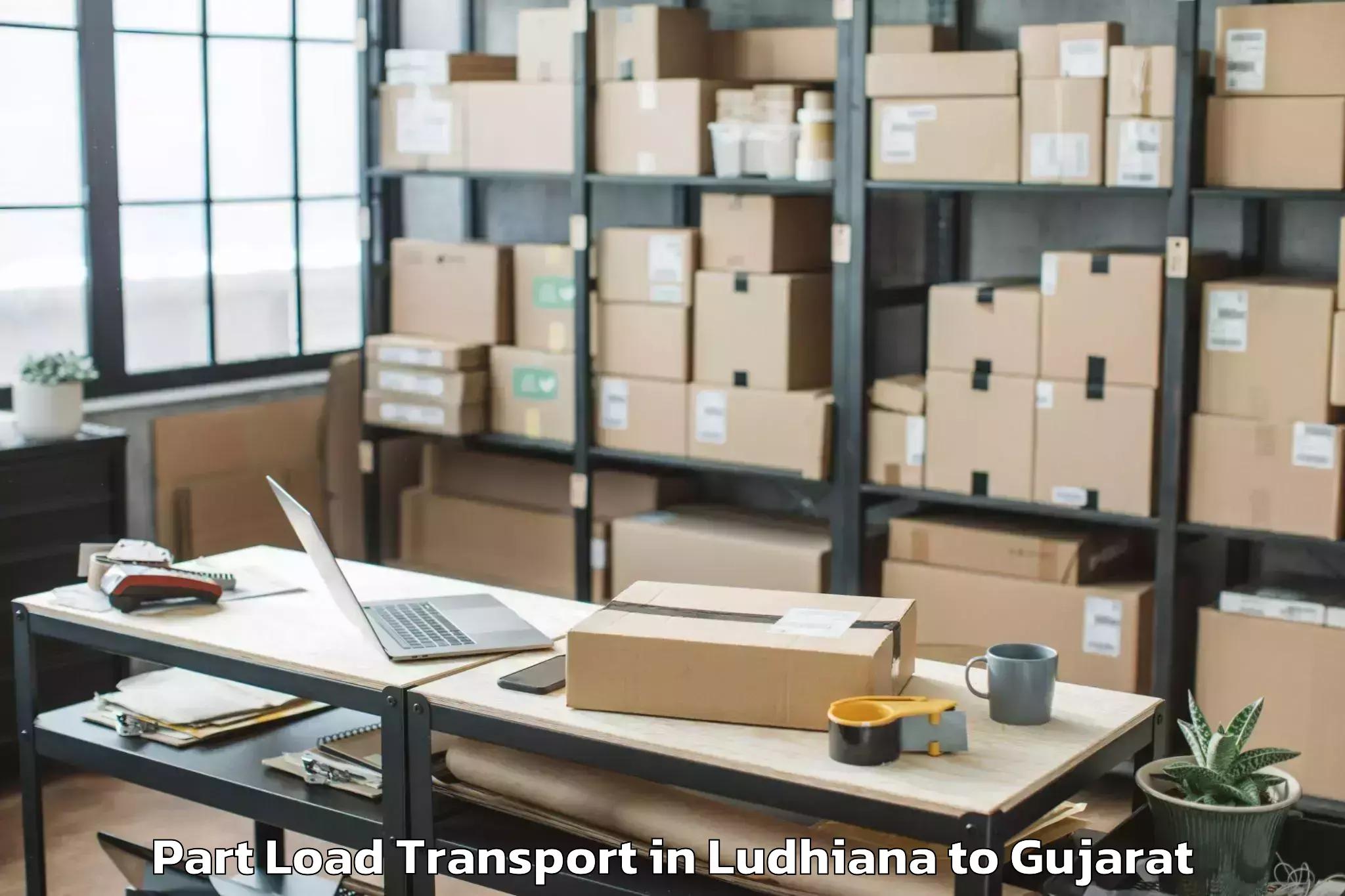 Top Ludhiana to Crystal Mall Rajkot Part Load Transport Available